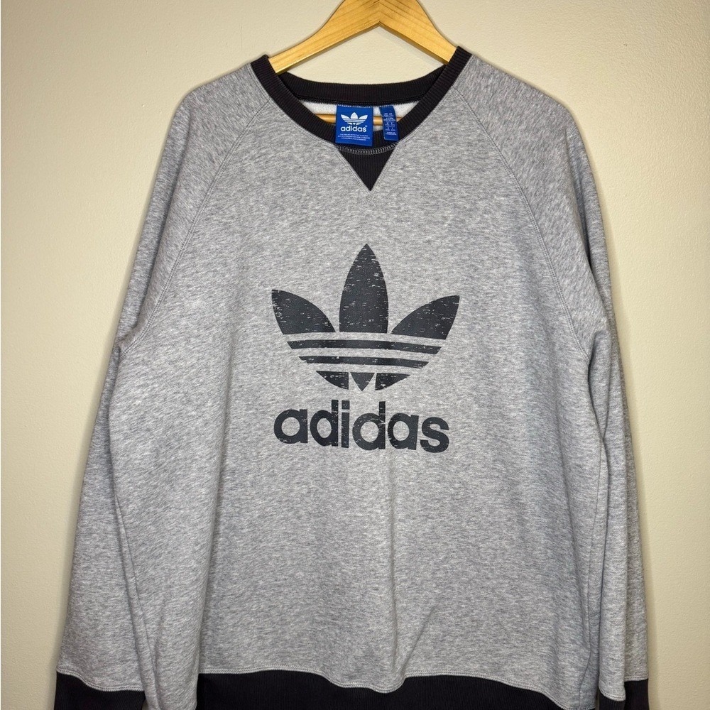 Adidas Originals Trefoil Crewneck Sweatshirt Gray Men's 2XL‎